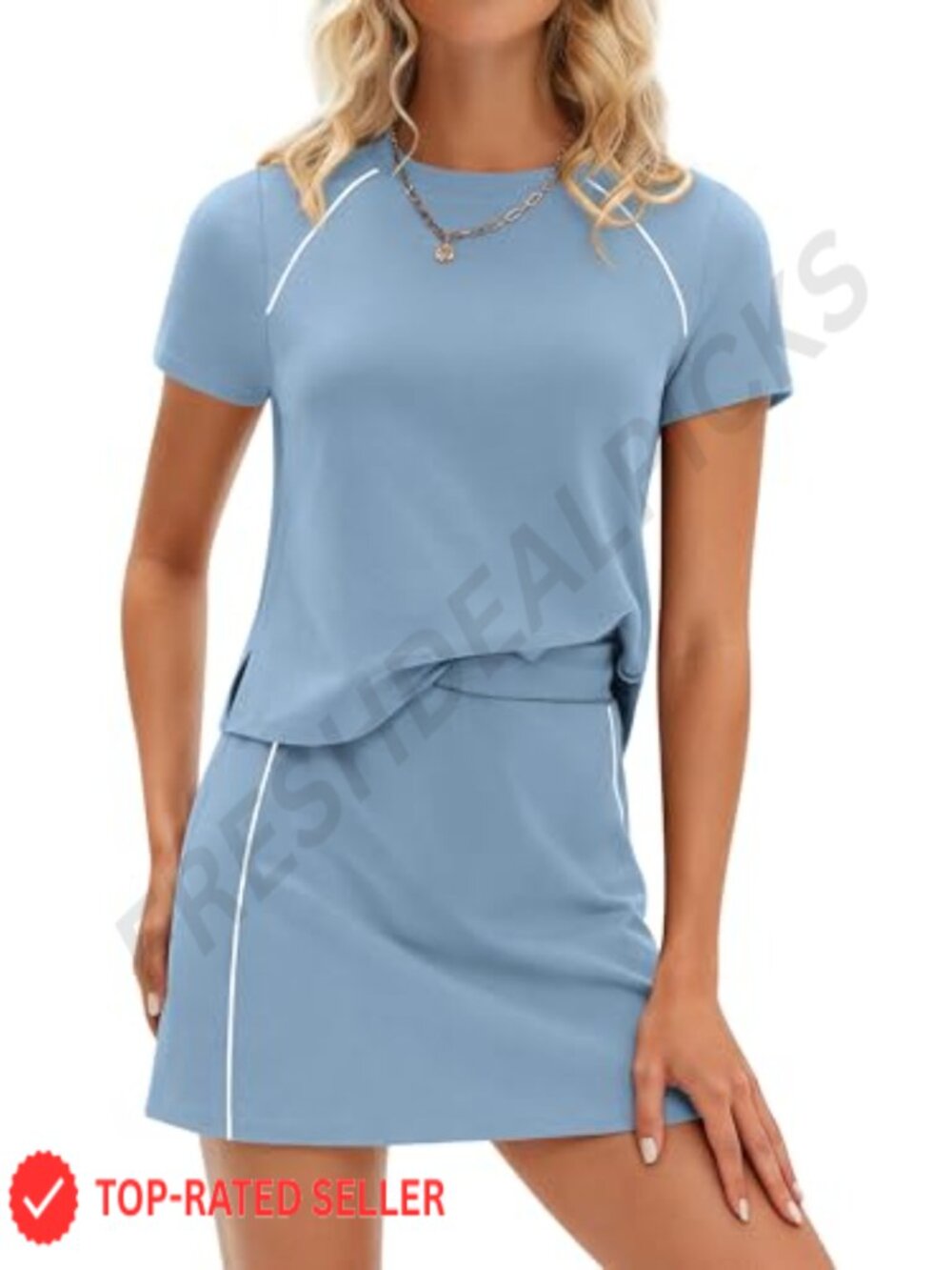 Women's 2 Piece Skirt Set Short Sleeve Top and Skorts